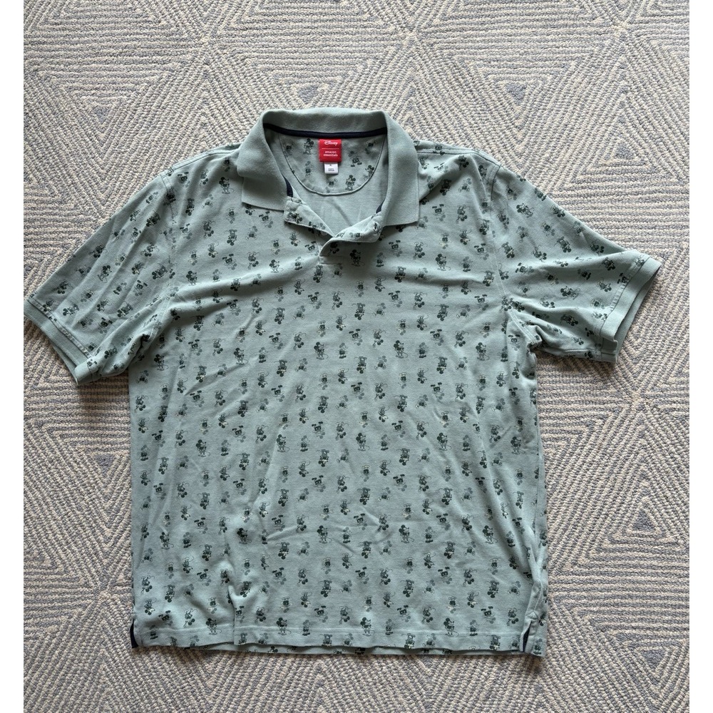 Disney Amazon Essentials Mickey Mouse AOP Polo Shirt - Green‎ - XL